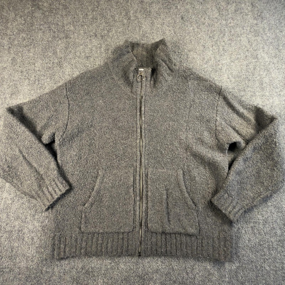 Old Navy Womens Gray Full Zip Mock Neck Boucle Knit Sweater Cardigan Medium 1617